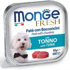 MONGE FRESH - pástétom és tonhaldarabok 100 g kutyáknak
